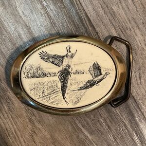Vintage Baron Buckles Solid Brass Pheasant Belt Buckle
